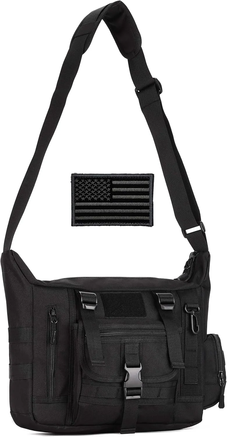 Protector Plus Tactical Messenger Bag Men Military MOLLE Sling Shoulder Pack (Patch Included)