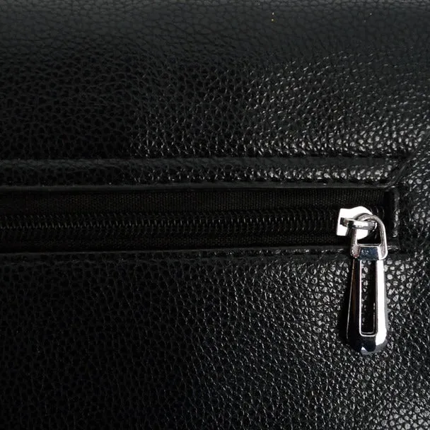 PU Leather Black Crossbody Messenger Bag