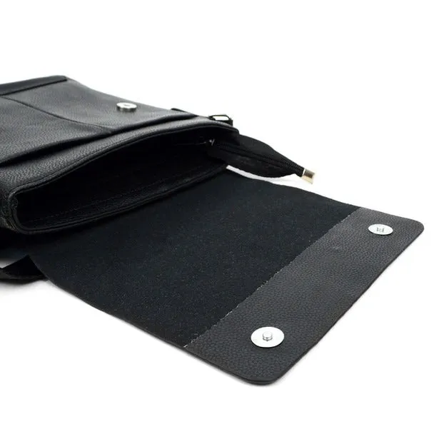 PU Leather Black Crossbody Messenger Bag