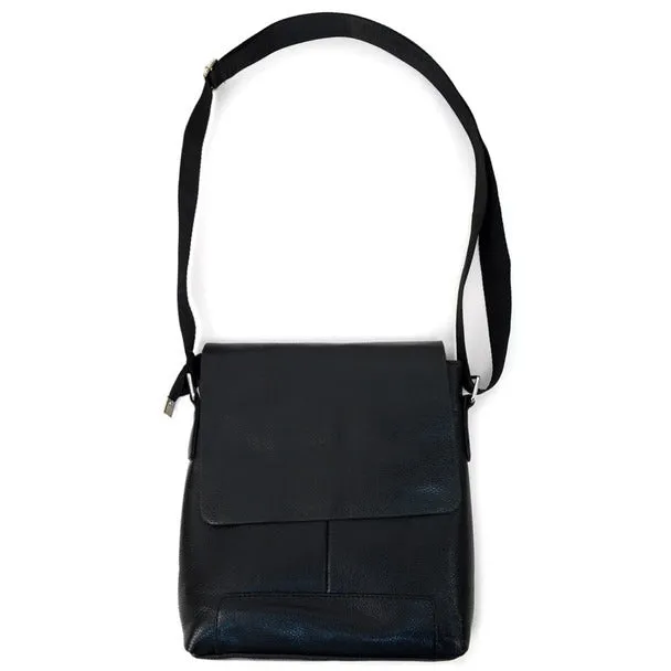 PU Leather Black Crossbody Messenger Bag