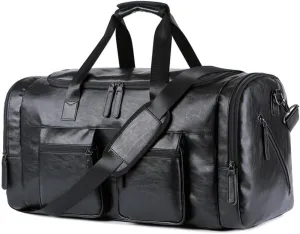 Pu Leather Extra-large Capacity Travel Bag Men's Business Trip Duffel Bag Hand Bill Shoulder Travel Duffel Bag