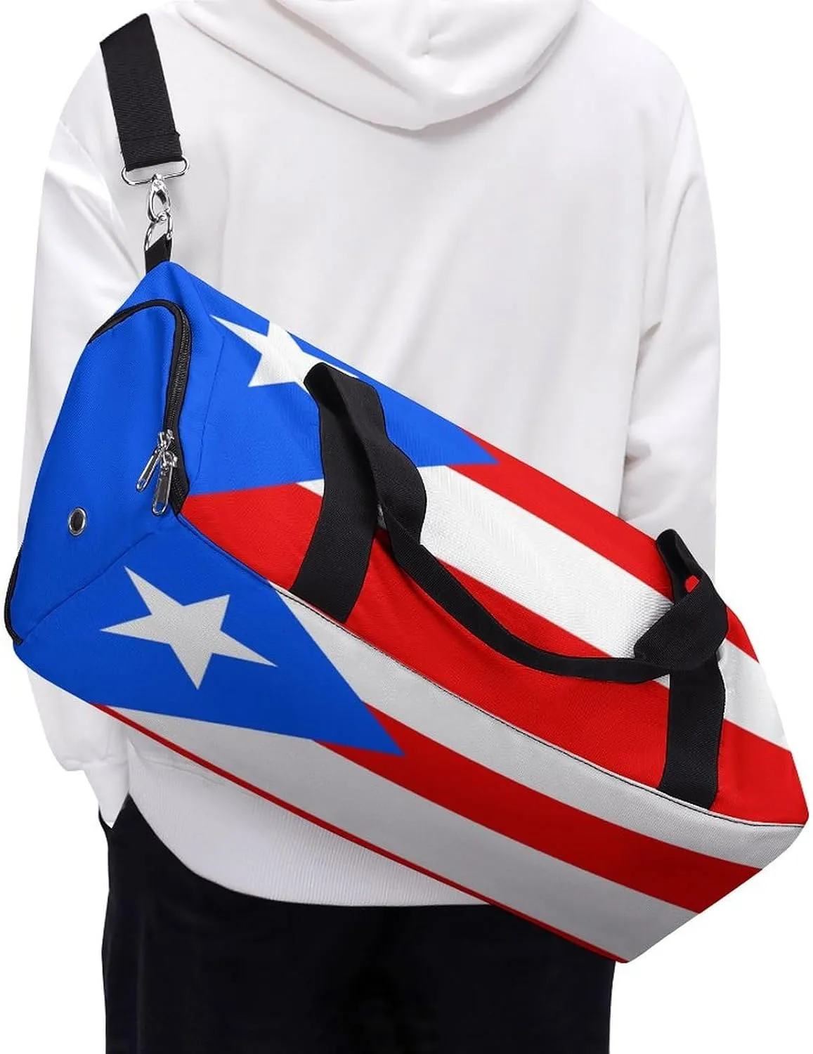 Puerto Rico Flag Duffel Bag for Men Women Waterproof with Shoe Compartment