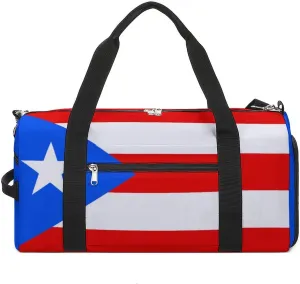Puerto Rico Flag Duffel Bag for Men Women Waterproof with Shoe Compartment