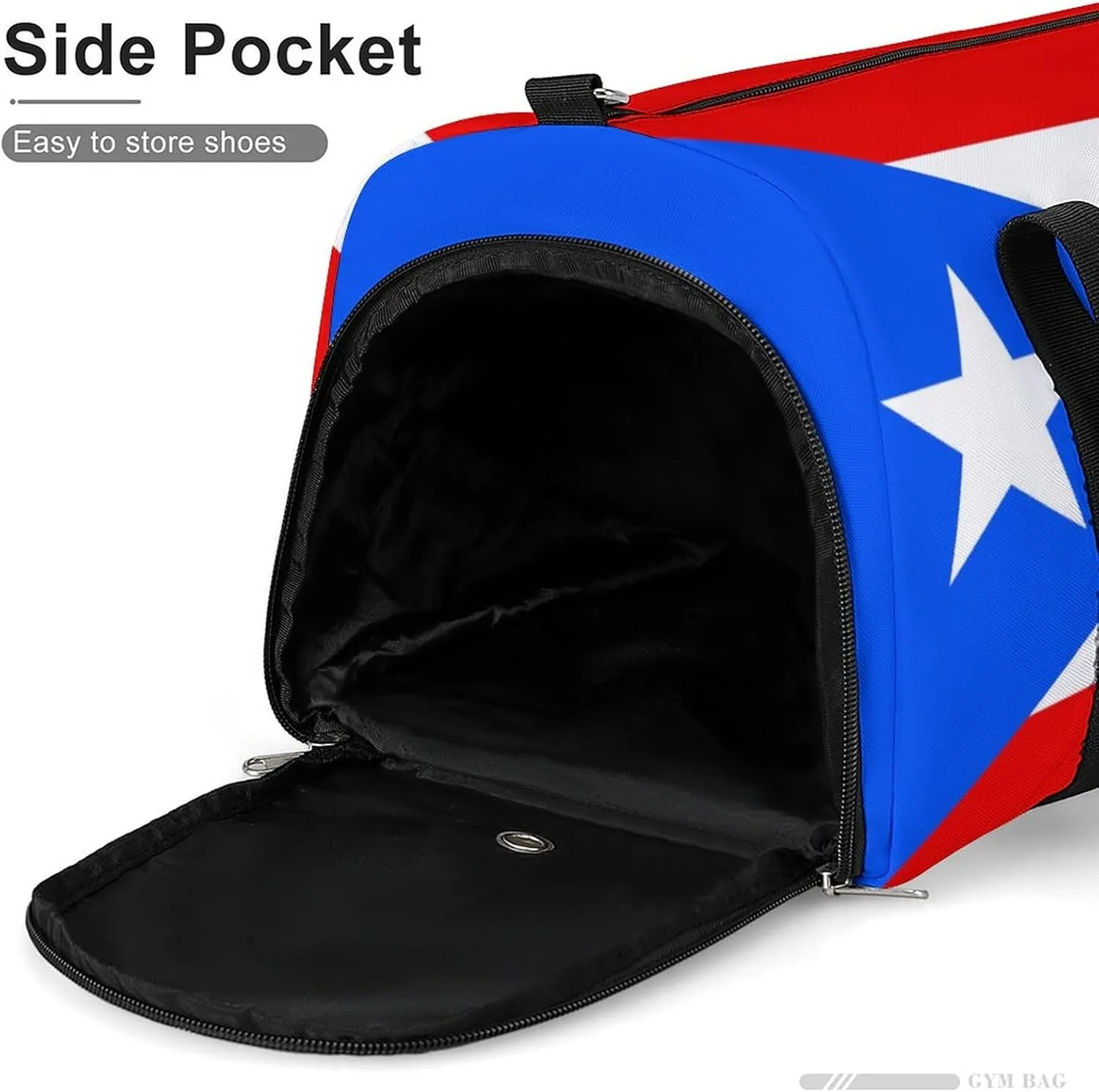 Puerto Rico Flag Duffel Bag for Men Women Waterproof with Shoe Compartment