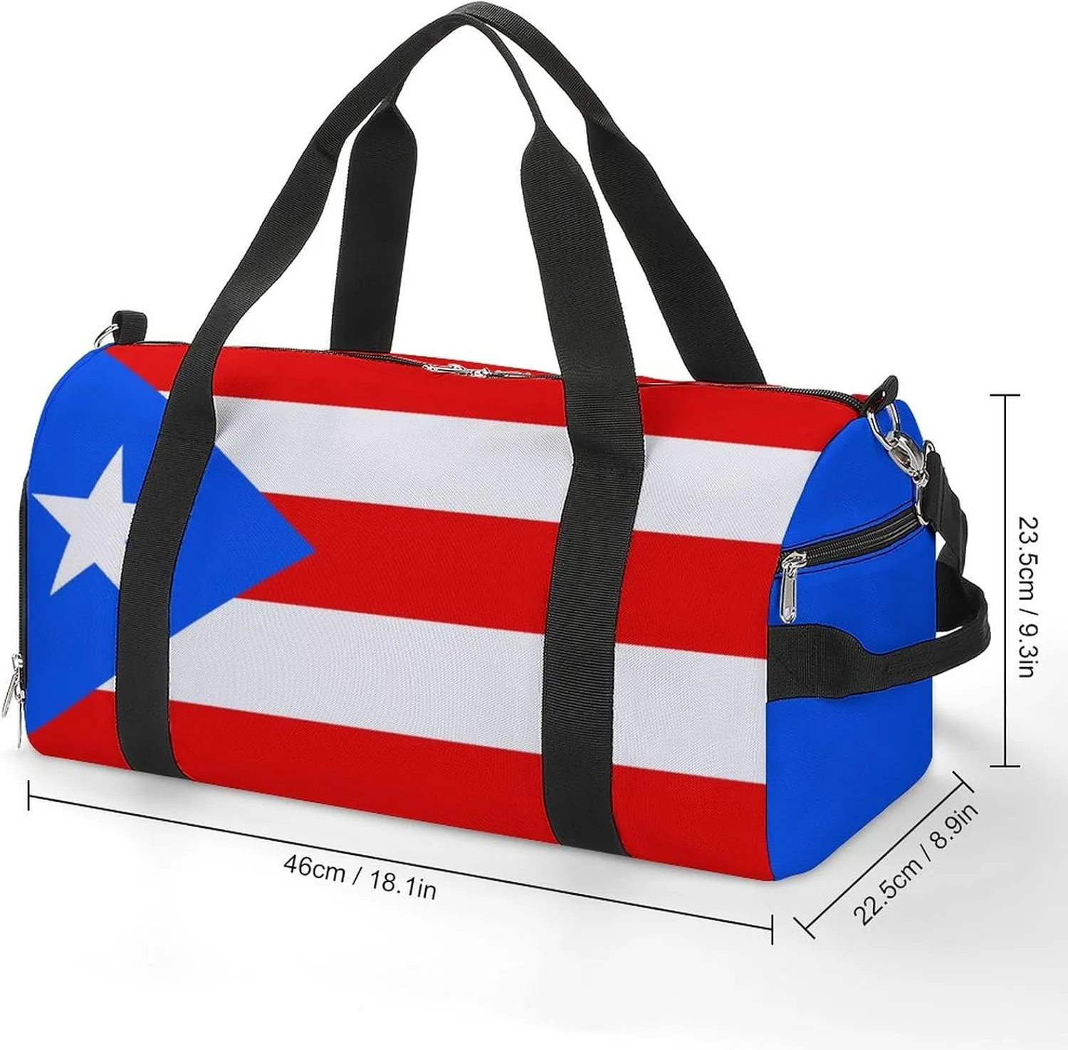 Puerto Rico Flag Duffel Bag for Men Women Waterproof with Shoe Compartment
