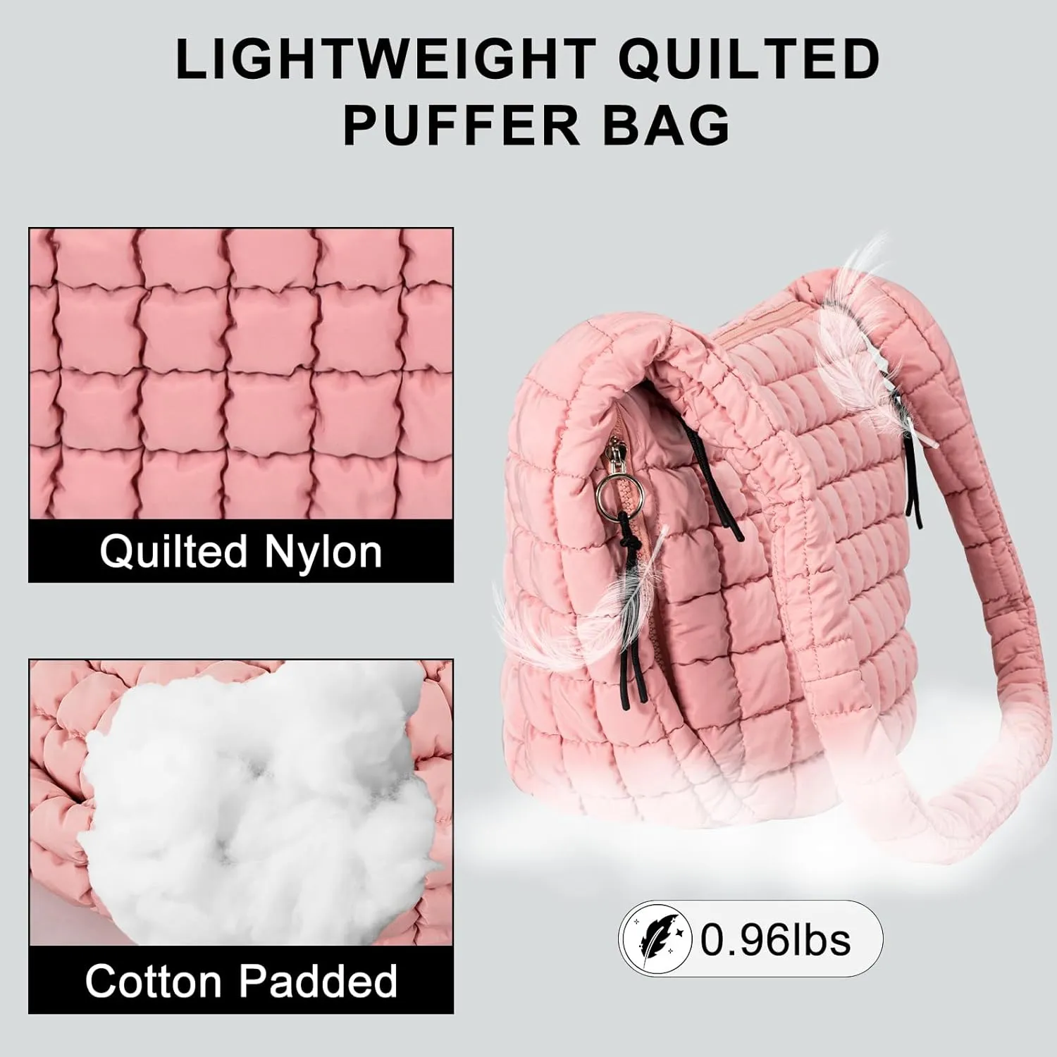 Puffer Tote Bag for Women Large Quilted Puffy Lightweight Carryall Crossbody Tote Bag for Women