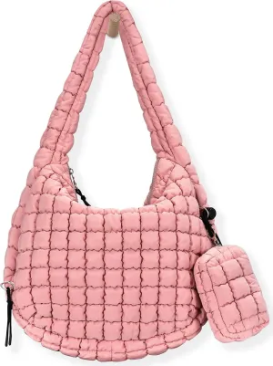 Puffer Tote Bag for Women Large Quilted Puffy Lightweight Carryall Crossbody Tote Bag for Women
