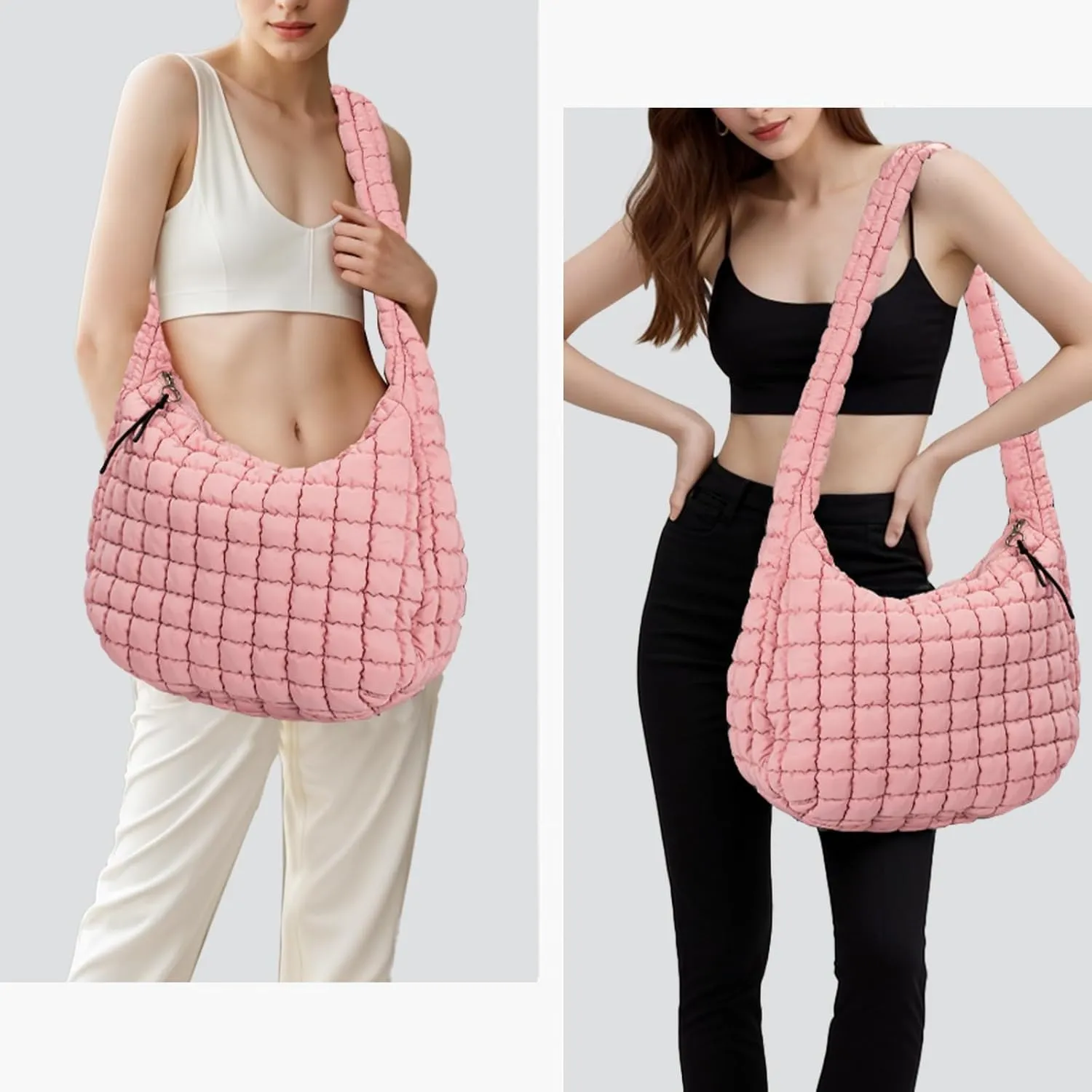 Puffer Tote Bag for Women Large Quilted Puffy Lightweight Carryall Crossbody Tote Bag for Women