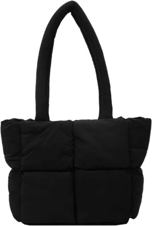 Puffer Tote Bag, Lightweight Down Cotton Padded Quilted Purse Puffy Tote Bag Shoulder Handbags for Women