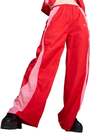 PUMA Womens Dare to Woven Parachute High Waisted Pants Casual - Red - Size S