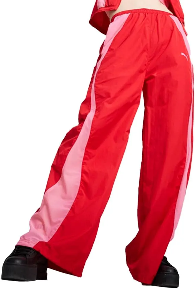 PUMA Womens Dare to Woven Parachute High Waisted Pants Casual - Red - Size S