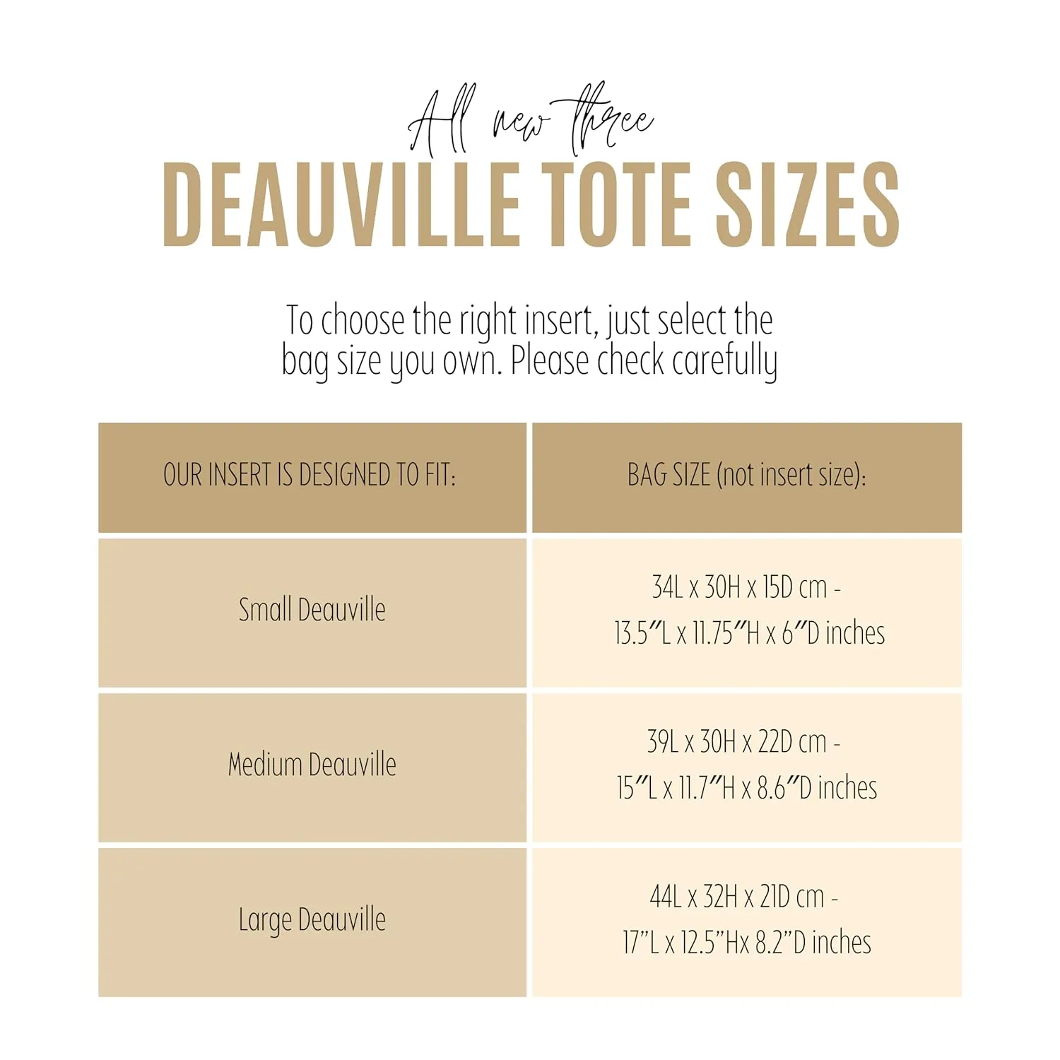 Purse Organizer compatible with Deauville Tote Bag Organizer Large, fits Medium Deauville Tote Bag Insert New Small, Handmade 2mm Premium Felt Gold Zipper (For Large Deauville, Tea)