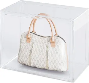 Purse Organizer for Closet,1 Pack Clear Acrylic Display Case for Handbag Organizer,Purse Storage Box with Magnetic Door, Stackable Plastic Storage Bins for Handbag,Collectibles, Cosmetic