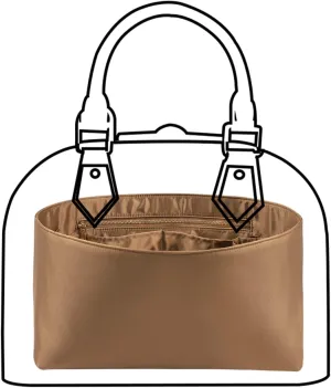 Purse Organizer Insert For Handbags, Silk Purse Organizer with Zipper, Silky Smooth, Bag Organizer For Speedy Neverfull Tote,onthego,Artsy, 6 Sizes (XL,Silky Brown)