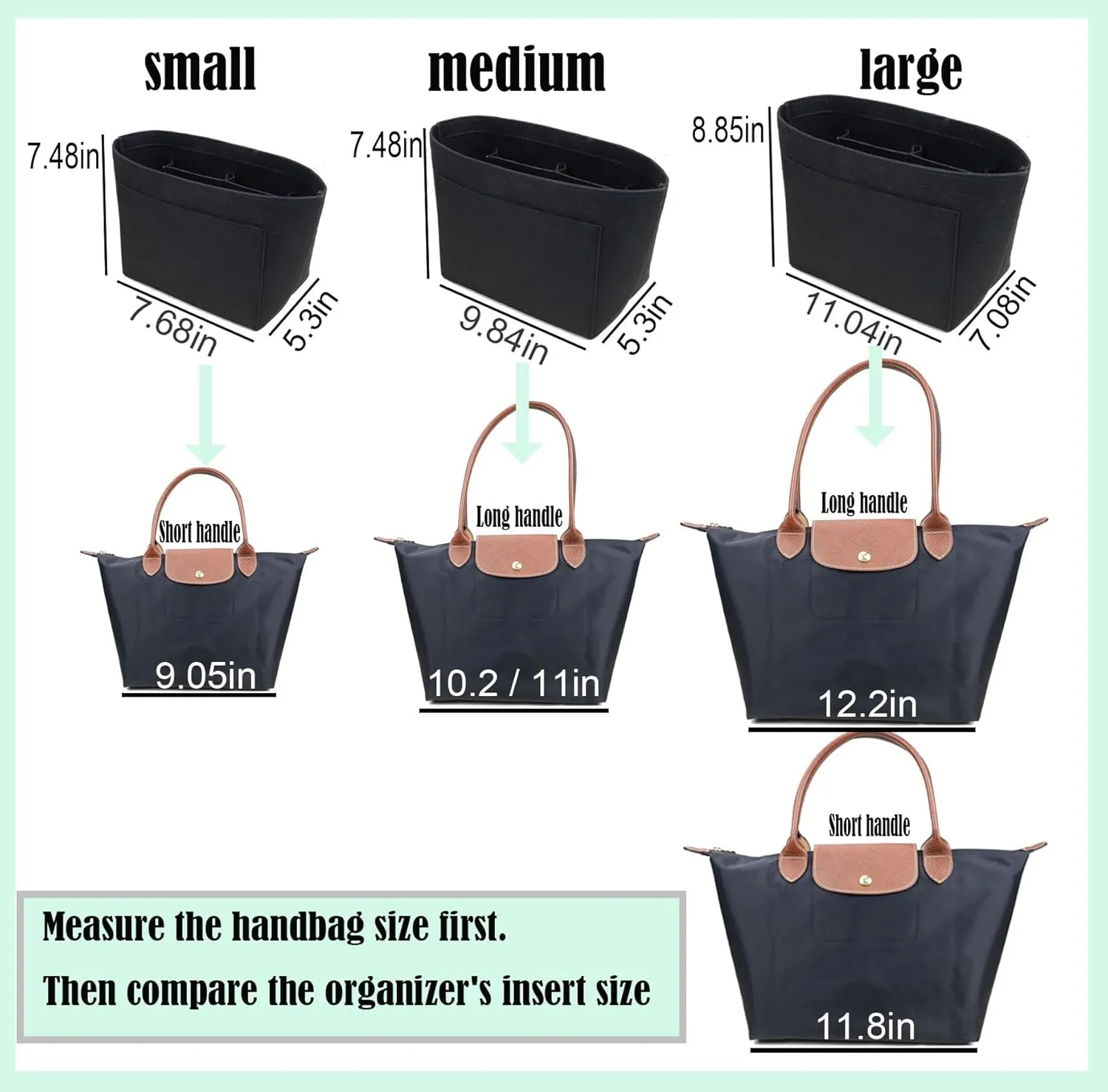 purse organizer insert for tote bag Longchamp Le Pliage tote bag purse inserts 1028black-M