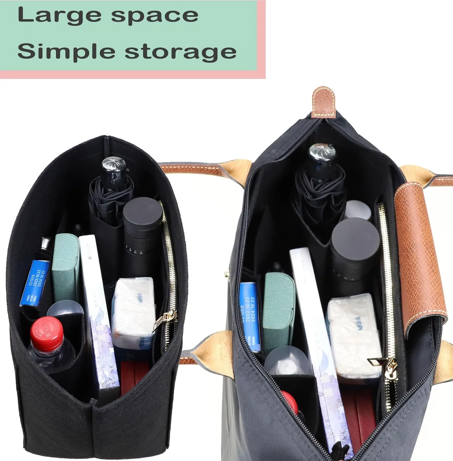 purse organizer insert for tote bag Longchamp Le Pliage tote bag purse inserts 1028black-M