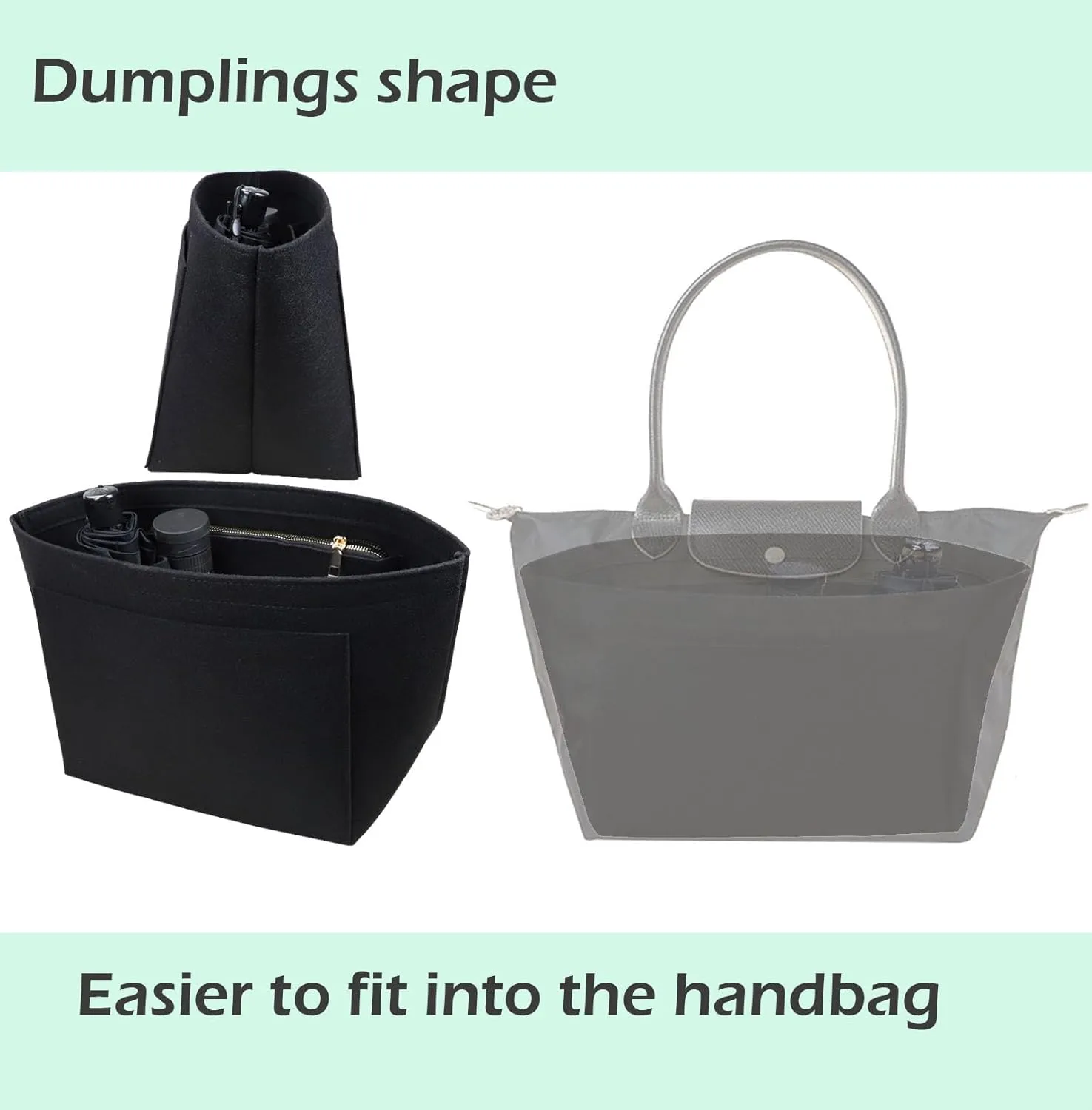 purse organizer insert for tote bag Longchamp Le Pliage tote bag purse inserts 1028black-M