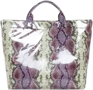 PVC Tote Bag for Women Snake Skin Print Purse Clear Plastic Tote Bag Large Kraft Paper Handbag