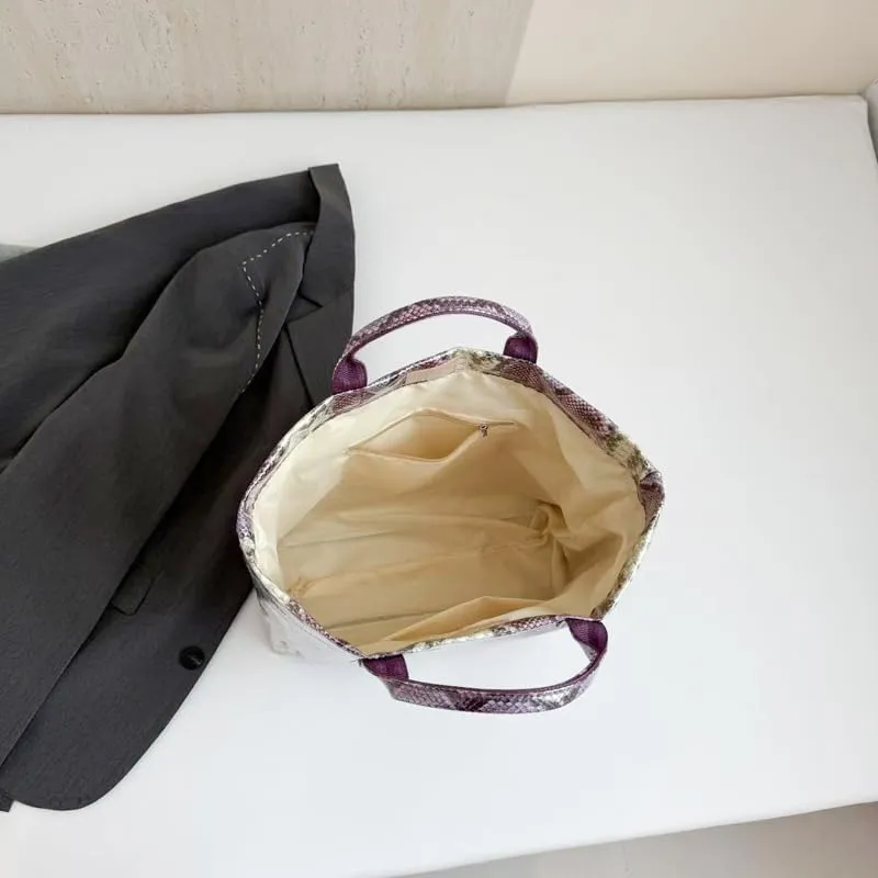 PVC Tote Bag for Women Snake Skin Print Purse Clear Plastic Tote Bag Large Kraft Paper Handbag