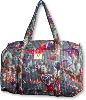 Quilted Cotton Travel Duffel Bag Weekender Short Trip Reinforced Stitching Gift for Her (Frosted Bloom)