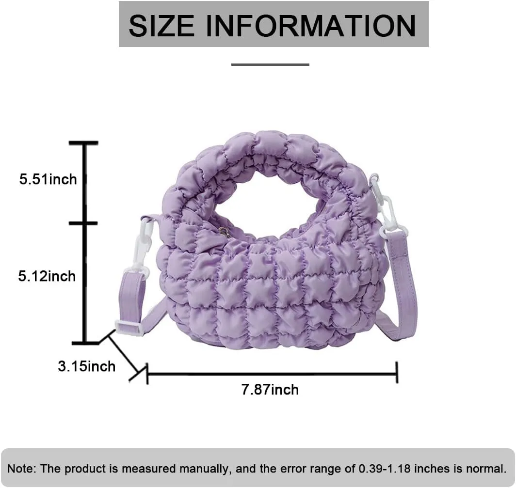 Quilted Puffer Tote Bag for Women Mini Purse Puff Bag Puffy Nylon Crossbody Bags Lightweight Carryall Bag Puffy Purses