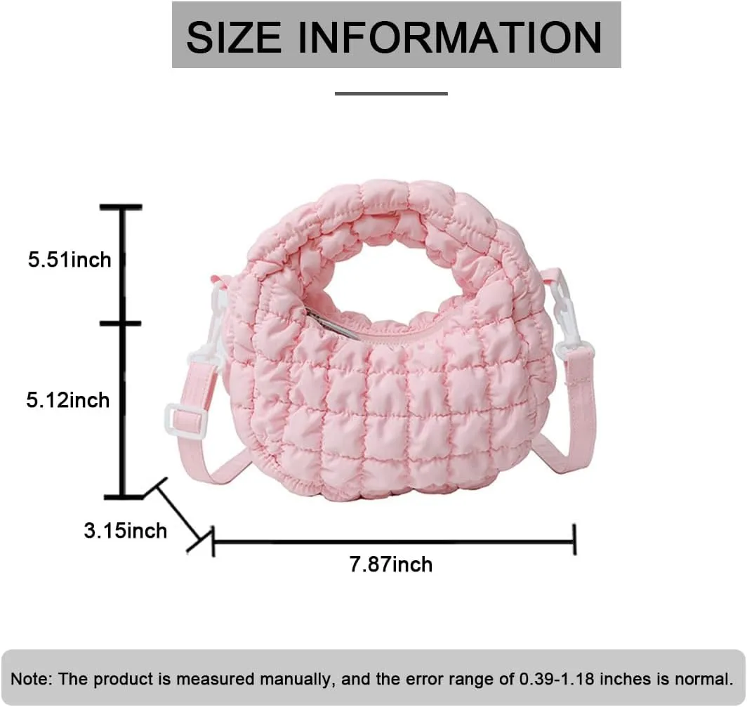 Quilted Puffer Tote Bag for Women Mini Purse Puff Bag Puffy Nylon Crossbody Bags Lightweight Carryall Bag Puffy Purses