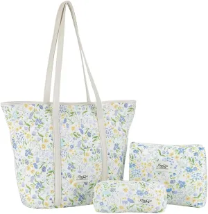 Quilted Tote Bag for Women Large Floral Cotton Tote Purses Cute Puffy Tote Bag Aesthetic Handbag for Shopping Travel