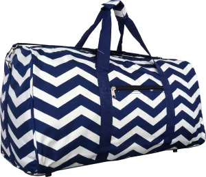 "TOP PACK" 22" Women Fashion Print Duffel Bag (Chevron-Navy)