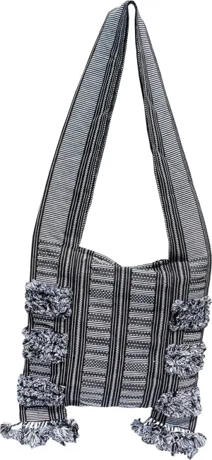 RaanPahMuang FairTrade Hill Tribe Square Shoulder Sling Messenger Bag Black White