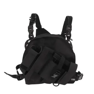 Radio Chest Harness, Large Store Space Oxford Cloth Adjustable Chest Bag Universal for 2 Way Radio Walkie Talkie 2 Colors(Black)