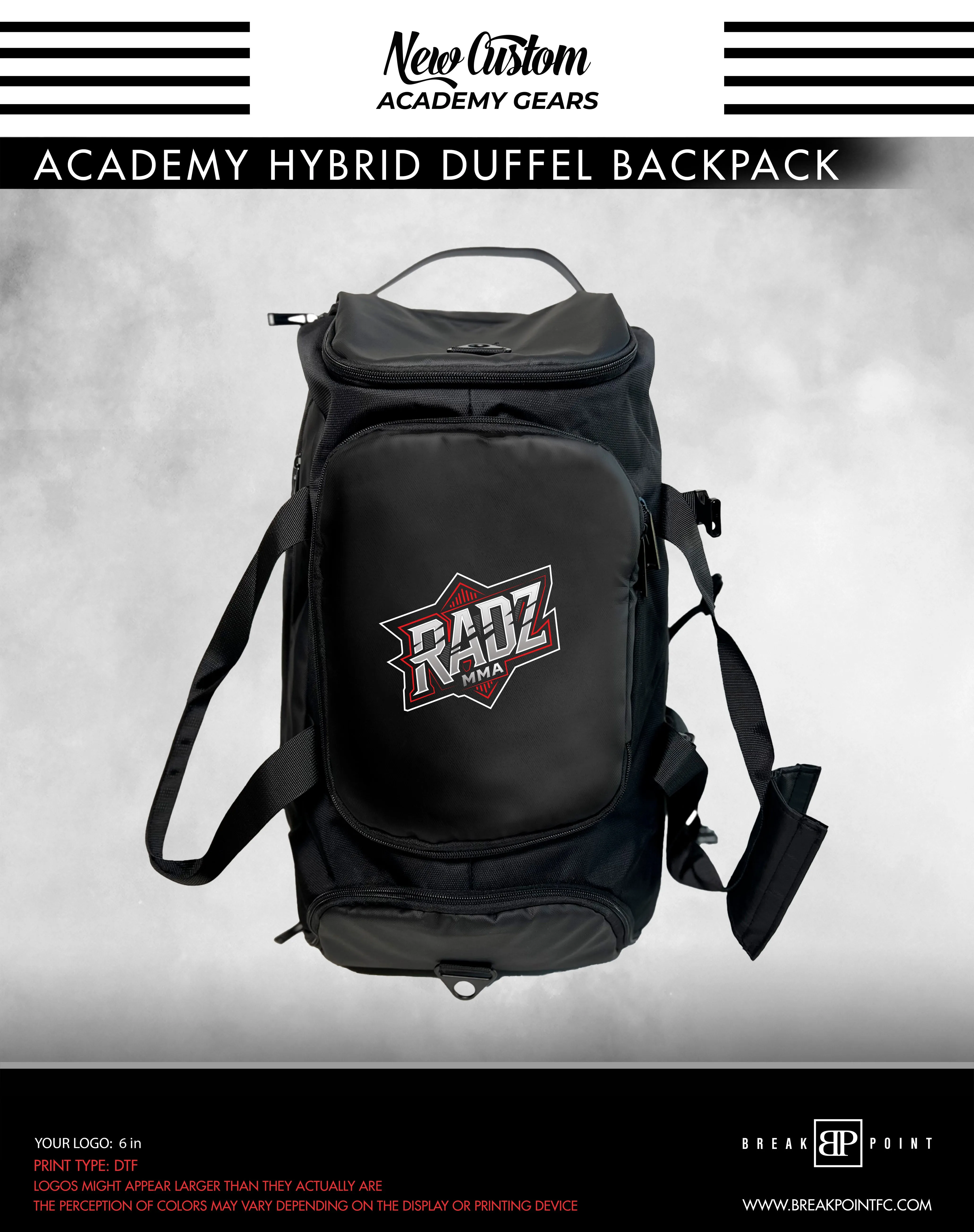 RADZ MMA Academy Hybrid Duffel Backpack #1421