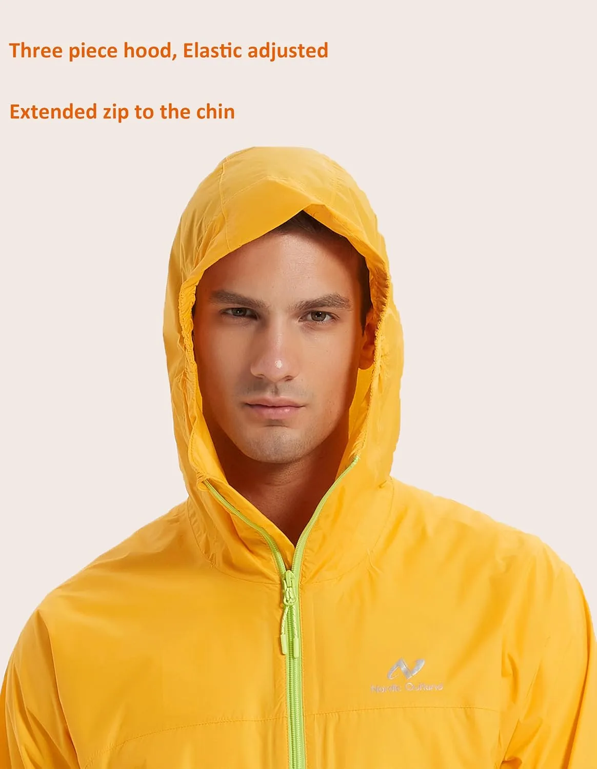 Rain Jacket Men Packable Lightweight, Waterproof Breathable Raincoat with Hood, Outdoor Hiking Winbreaker