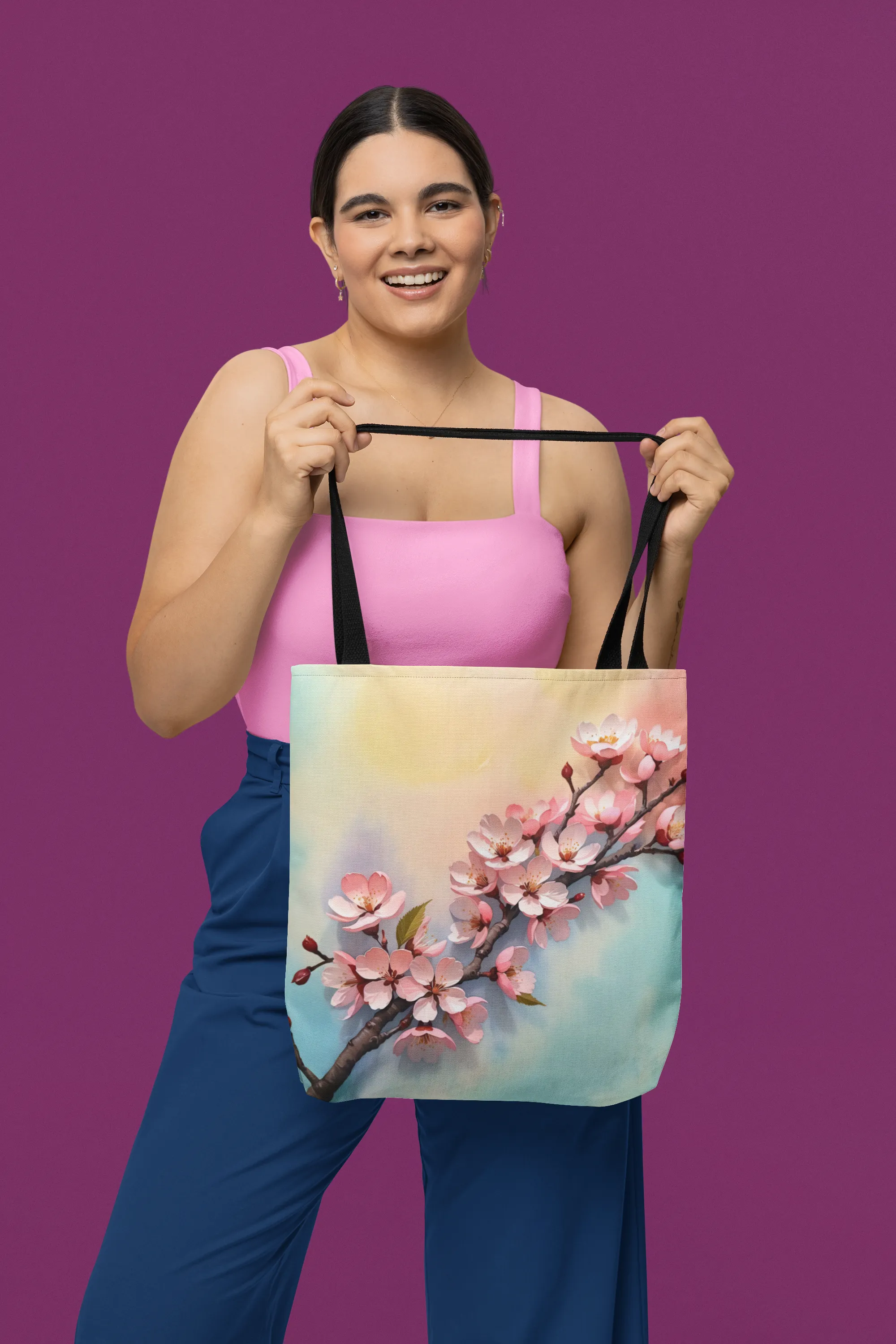 Rainbow Cherry Blossoms Tote
