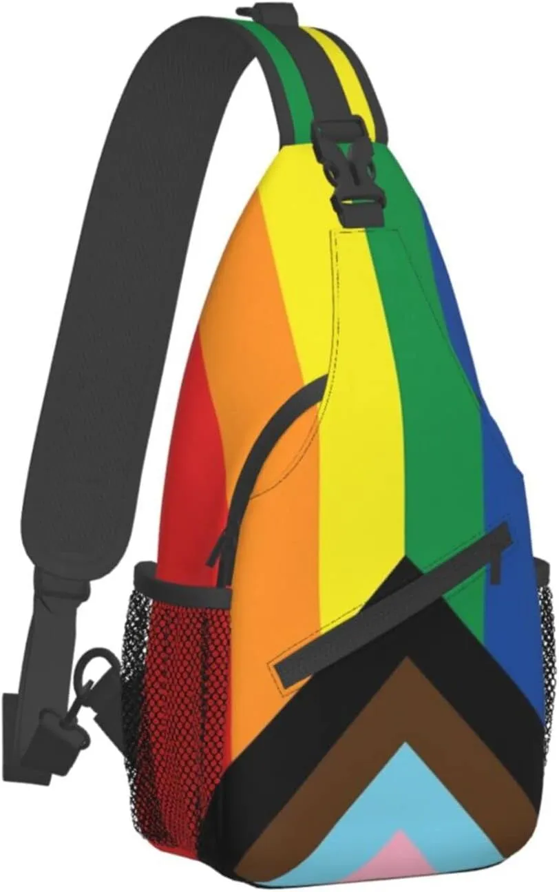 Rainbow LGBT Pride Sling Backpack, Multipurpose Lgbt Crossbody Shoulder Bag Travel Hiking Daypack for Men Women