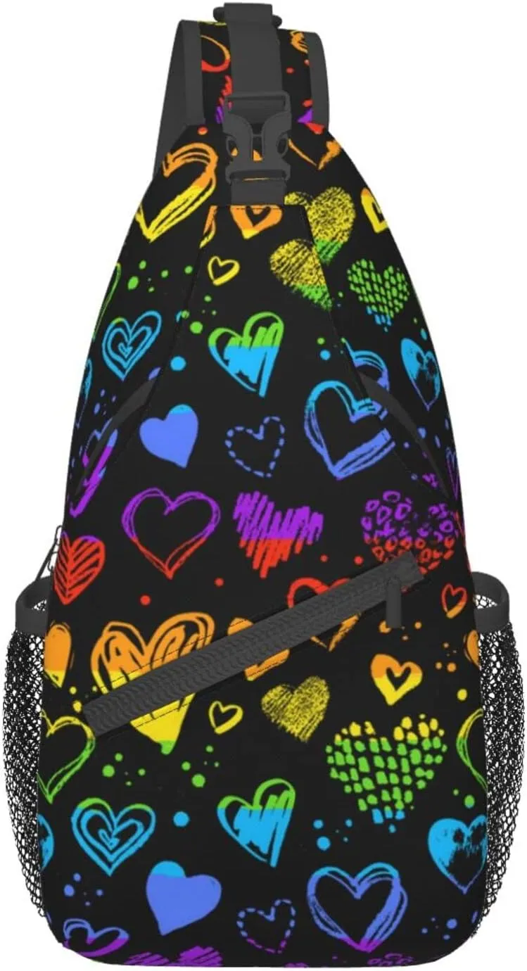 Rainbow LGBT Pride Sling Backpack, Multipurpose Lgbt Crossbody Shoulder Bag Travel Hiking Daypack for Men Women