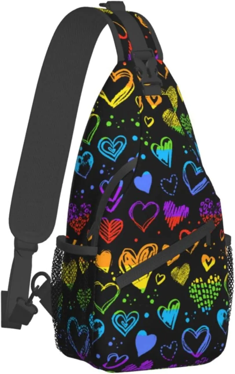 Rainbow LGBT Pride Sling Backpack, Multipurpose Lgbt Crossbody Shoulder Bag Travel Hiking Daypack for Men Women