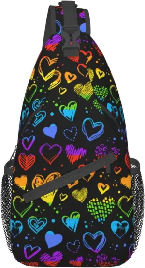Rainbow LGBT Pride Sling Bag LGBT Crossbody Sling Backpack Multipurpose LGBT Chest Bag for Women Cycling