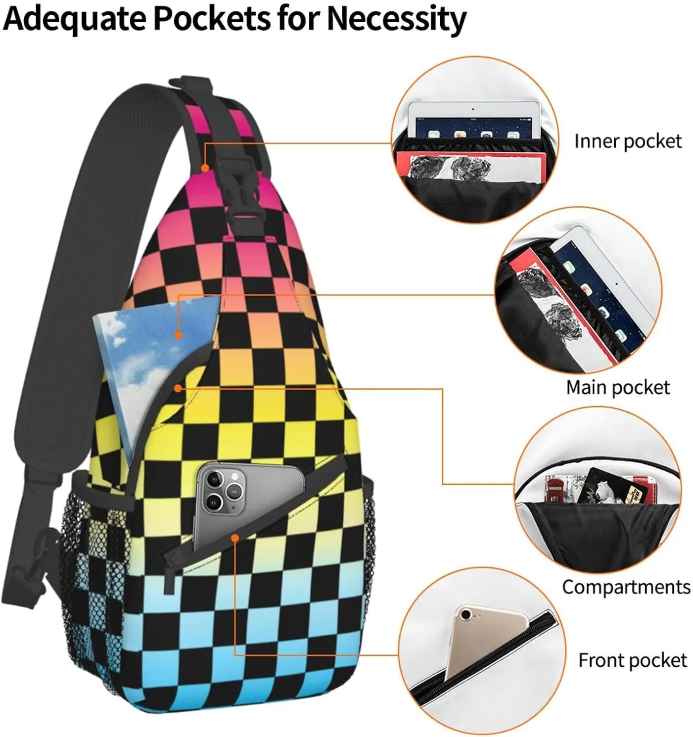 Rainbow LGBT Pride Sling Bag LGBT Crossbody Sling Backpack Multipurpose LGBT Chest Bag for Women Cycling