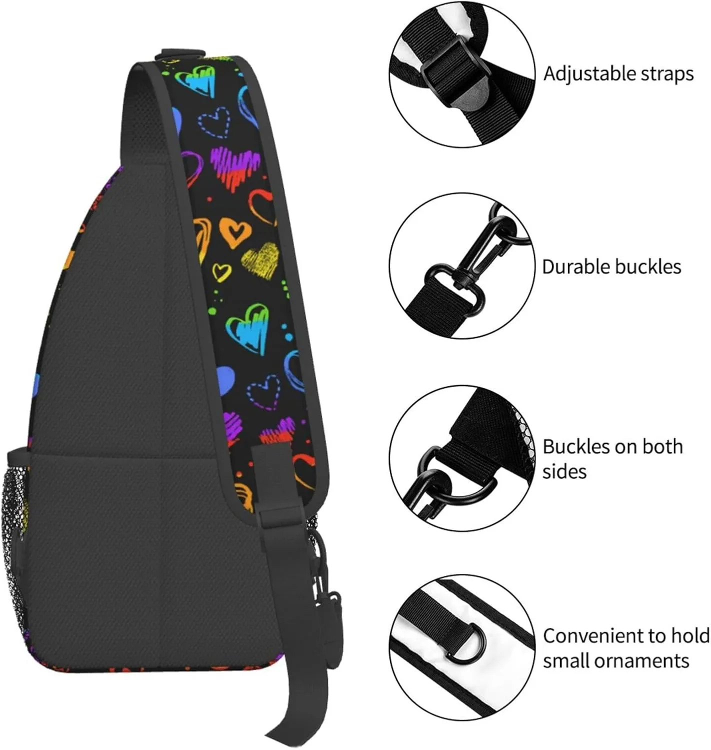 Rainbow LGBT Pride Sling Bag LGBT Crossbody Sling Backpack Multipurpose LGBT Chest Bag for Women Cycling