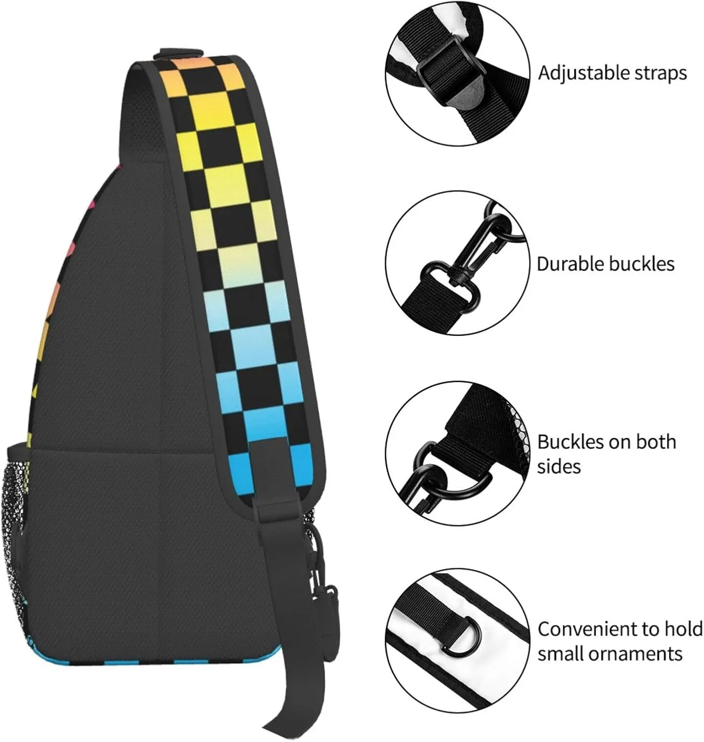 Rainbow LGBT Pride Sling Bag LGBT Crossbody Sling Backpack Multipurpose LGBT Chest Bag for Women Cycling
