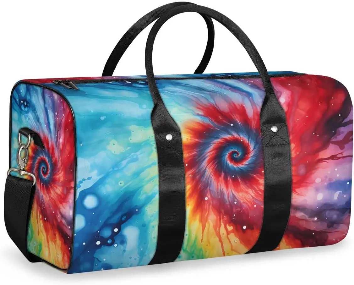 Rainbow Tie Dye Travel Duffel Bag for Women Men Waterproof Foldable Overnight Weekender Bag Large Capacity Sports Gym Bag