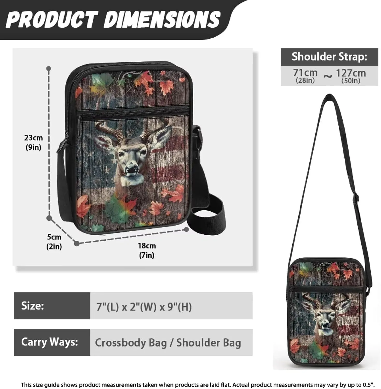 Rchsmod Small Messenger Bag for Men Women Crossbody Shoulder Bag Sling Bag Cell Phone Purse Travel Bag with Adjustable Strap