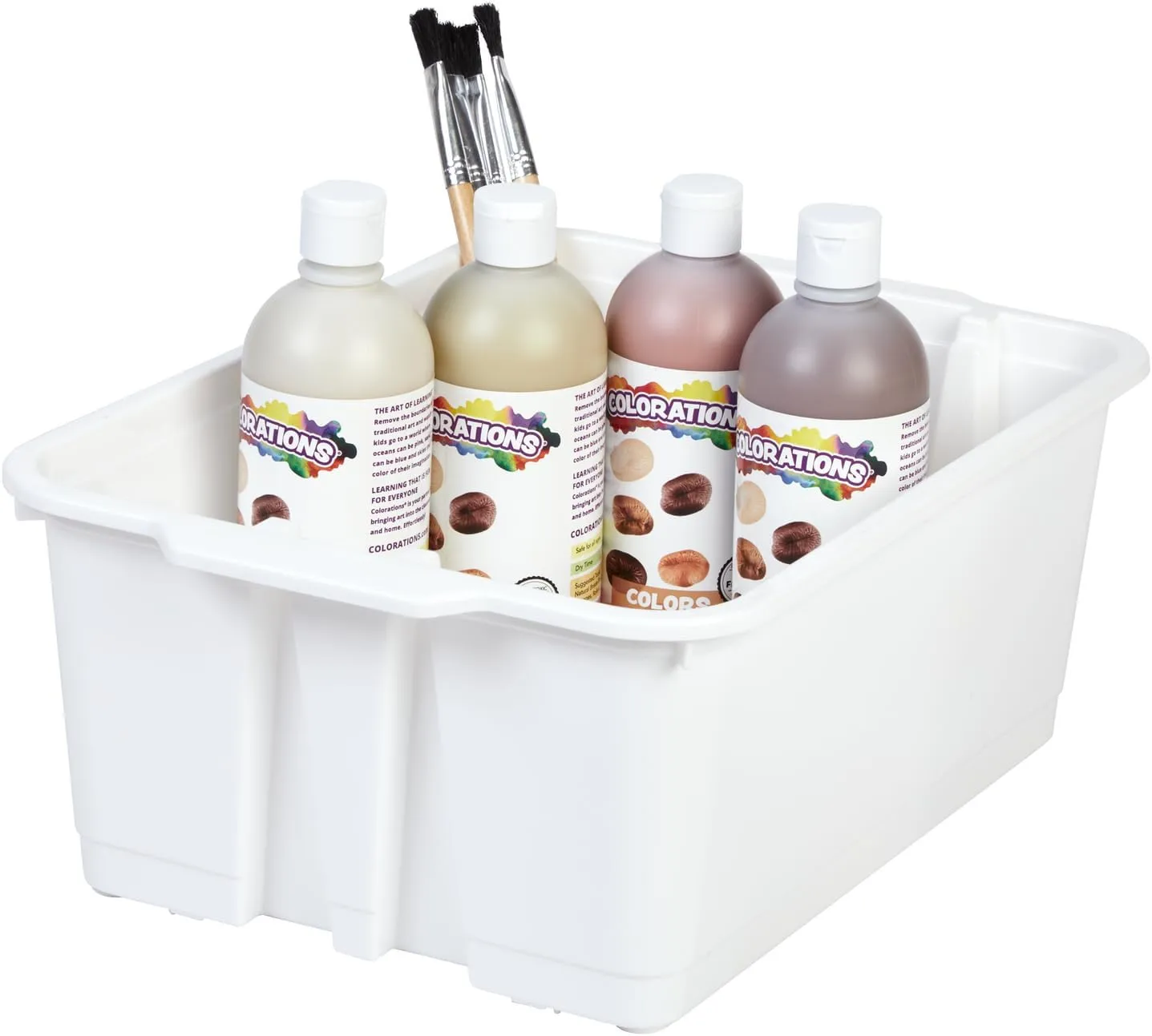 Really Good Stuff Stacking Bins, 14" x 10" x 5 .75" - 6 Pack, White, Stackable Storage Plastic Bins for Classroom Organization, Home Storage, Office & Hospital Supplies