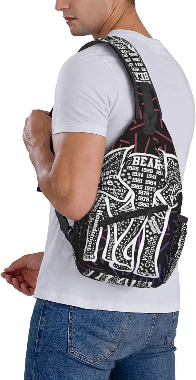 Red Alabama Elephant Crossbody For Men Women Sling Chest Bag Shoulder Bag Lightweight One Strap Backpack Multipurpose Travel Hiking Daypack