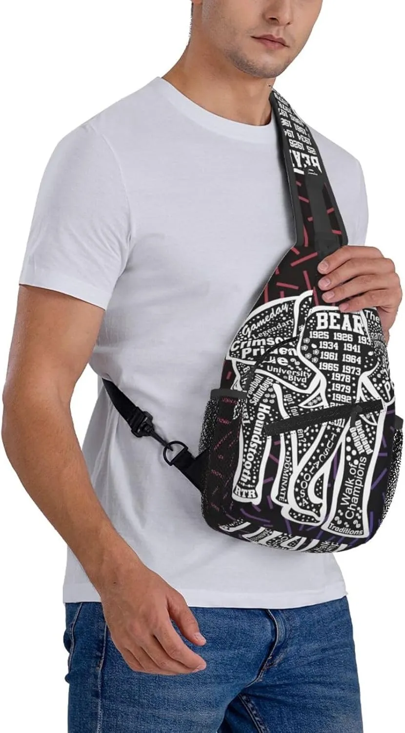 Red Alabama Elephant Crossbody For Men Women Sling Chest Bag Shoulder Bag Lightweight One Strap Backpack Multipurpose Travel Hiking Daypack