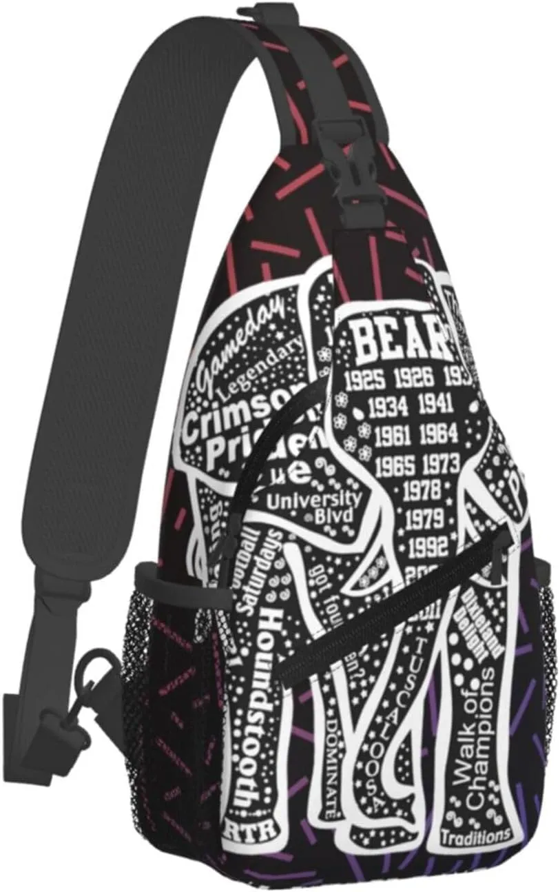Red Alabama Elephant Crossbody For Men Women Sling Chest Bag Shoulder Bag Lightweight One Strap Backpack Multipurpose Travel Hiking Daypack