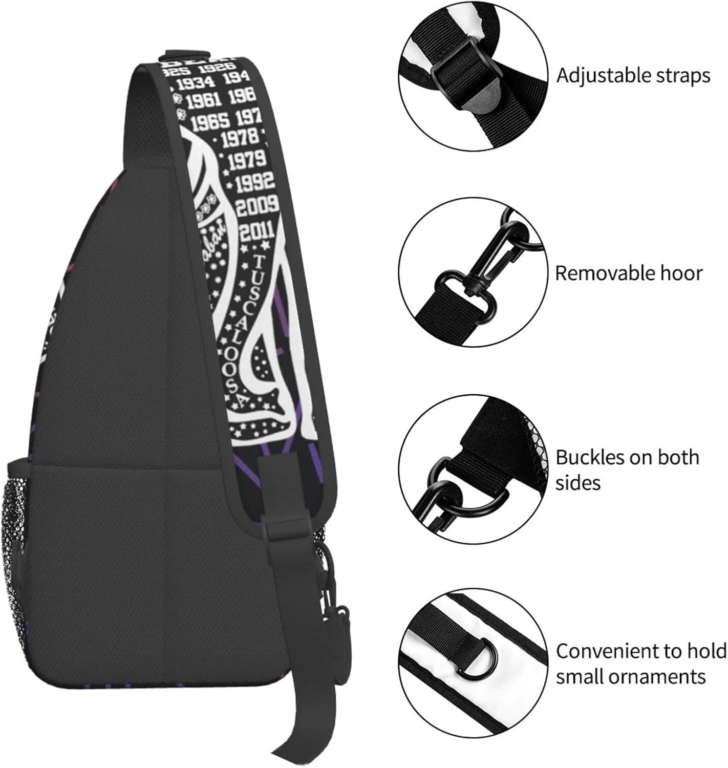 Red Alabama Elephant Crossbody For Men Women Sling Chest Bag Shoulder Bag Lightweight One Strap Backpack Multipurpose Travel Hiking Daypack
