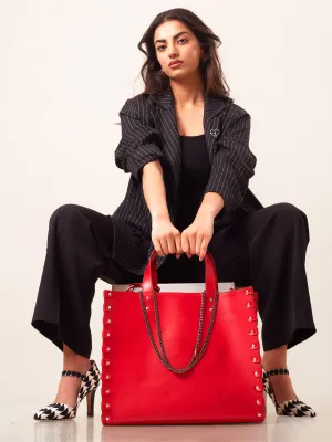 Red Globe Trotter Vegan Tote