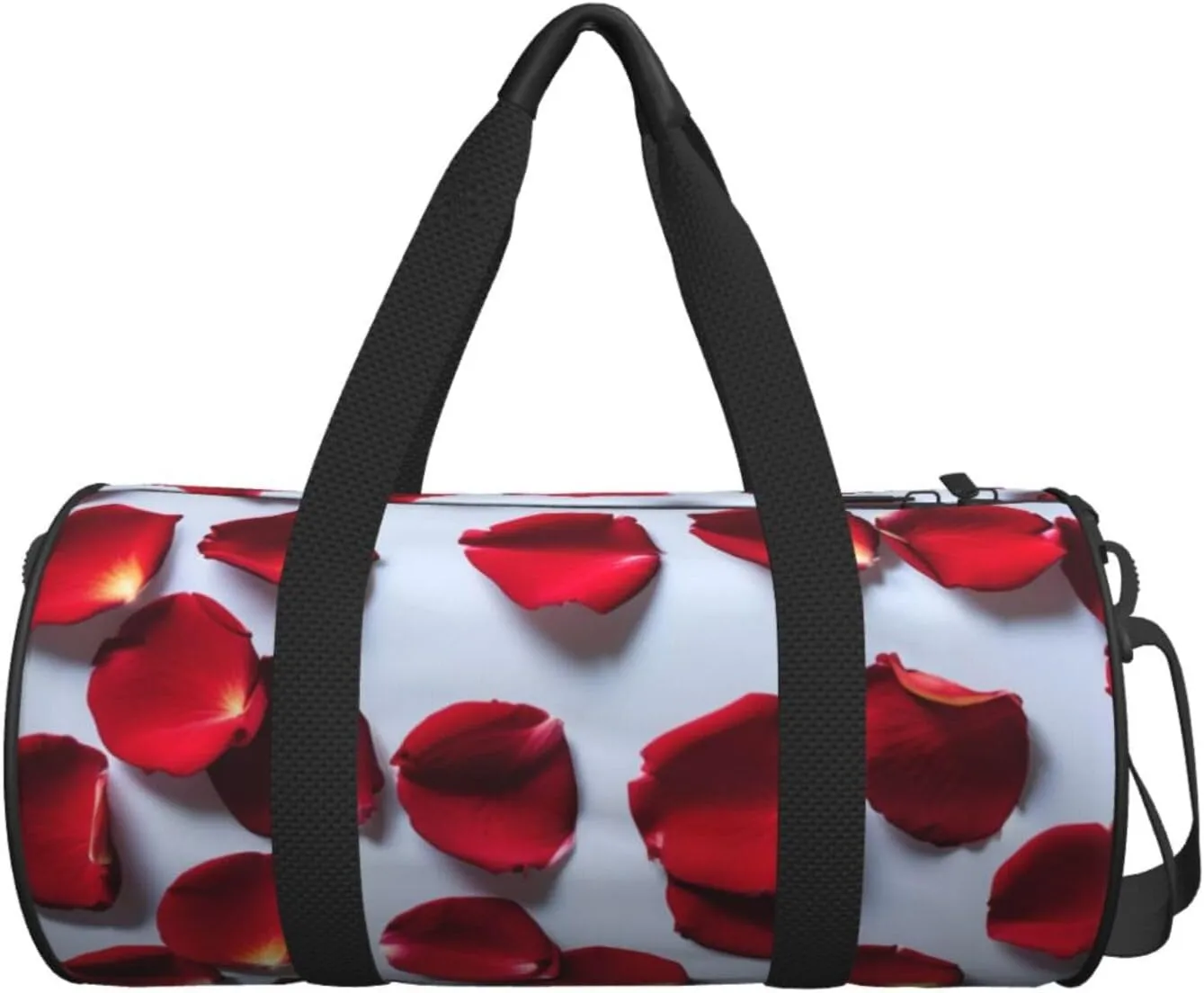 Red Rose Petals Printed Travel Bag,Round Personal Item Storage bag,Foldie Duffel Bag for Traveling Vacation,Fitness,Sports