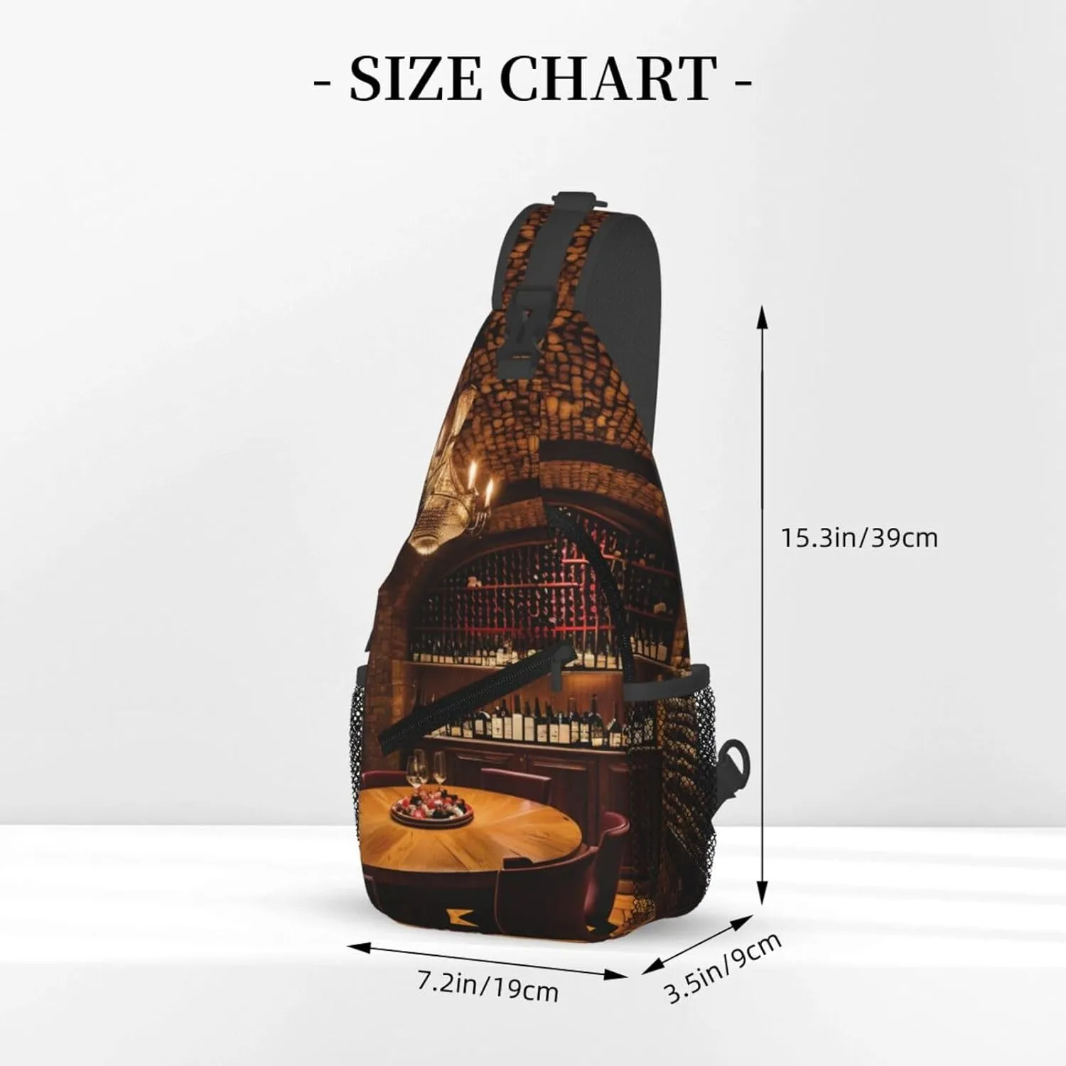 Red Wine Cellar Picture Print Diagonally Sling Bag,Crossbody Sling Backpack Shoulder Chest Bag For Women Men,Hiking